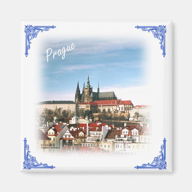 Ciudad de Praga y castillo imán de la república ch (Frente)