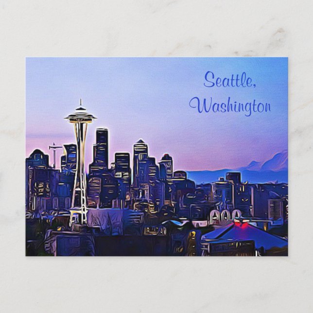 Ciudad de Seattle en la postal de Washington (Anverso)