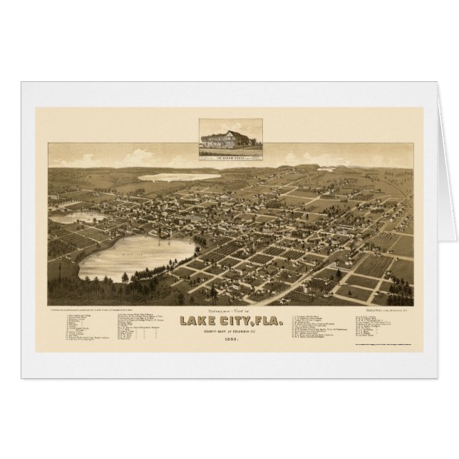Ciudad del lago, mapa panorámico de FL - 1885 (Anverso (Horizontal))