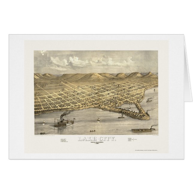 Ciudad del lago, mapa panorámico del manganeso - (Anverso (Horizontal))