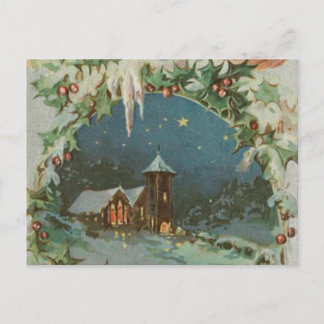 Ciudad del navidad del vintage con los niños