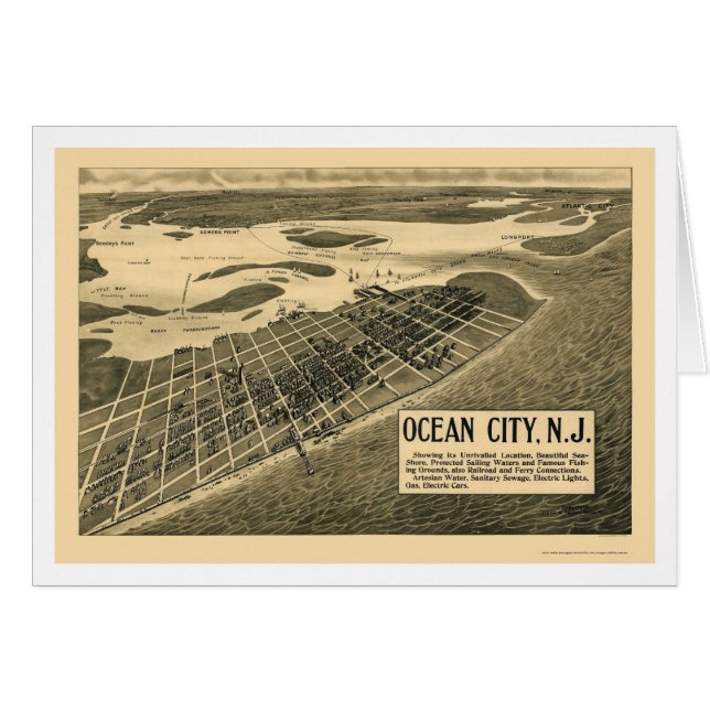 Ciudad del océano, mapa panorámico de NJ - 1903 (Anverso (Horizontal))