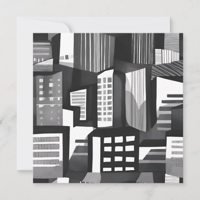 Ciudad geométrica moderna | Tarjeta en blanco y ne (Anverso)