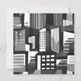 Ciudad geométrica moderna | Tarjeta en blanco y ne
