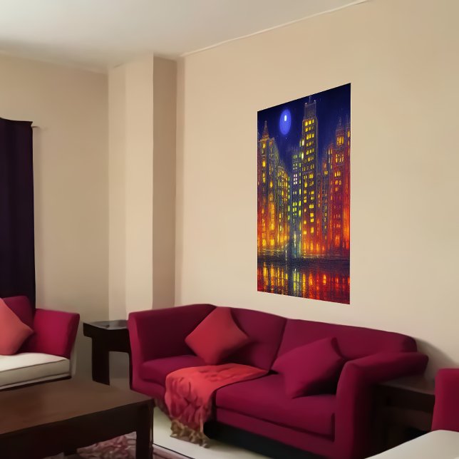 Ciudad por la noche | Poster de arte de IA (Subido por el creador)