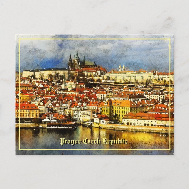 Ciudad Vieja Praga (Praha) desde la tarjeta postal (Anverso)