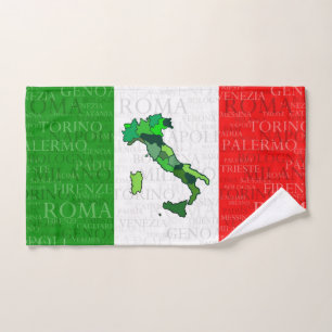 Ciudades, mapa, y bandera de Italia