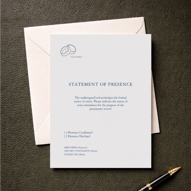 Civil Ceremony RSVP Card – Registry Wedding  (Civil Non Traditional Ceremony RSVP)