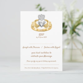 Claddagh Anillo de Boda RSVP con Iniciales y Fecha