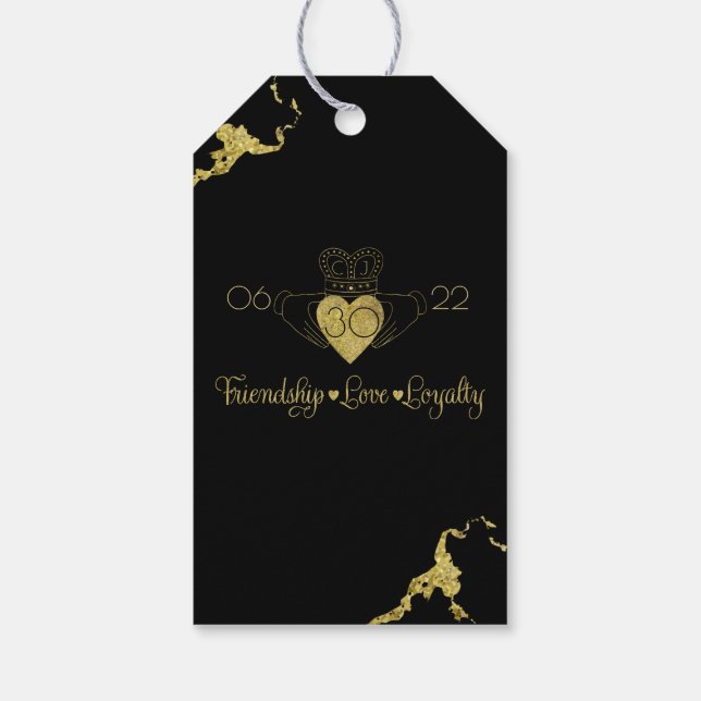 Claddagh Monograma Etiqueta Gracias (Reverso)