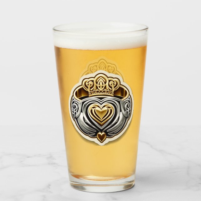 Claddagh Pint Glass (Reverso (lleno))