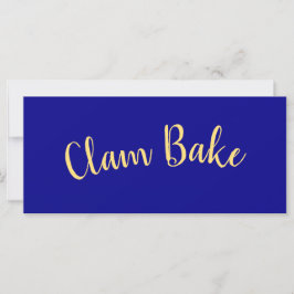 CLAM BAKE Fancy Fun Texto fondo azul real