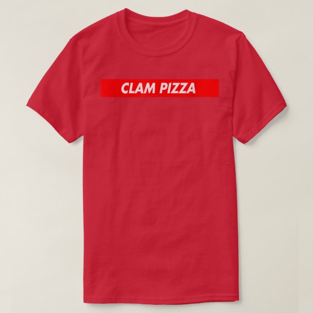 Clam Pizza Caja Roja Logo Graciosa Camiseta (Diseño del anverso)