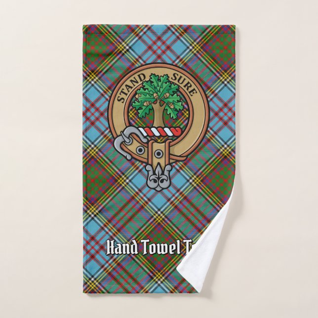 Clan Anderson Escudo sobre Tartán (Toalla de mano)
