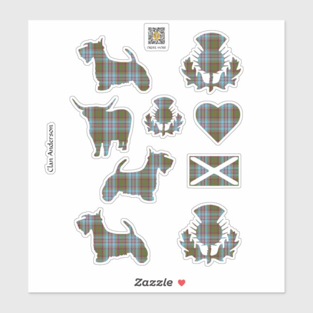 Clan Anderson Tartan Pegatina (Hoja)