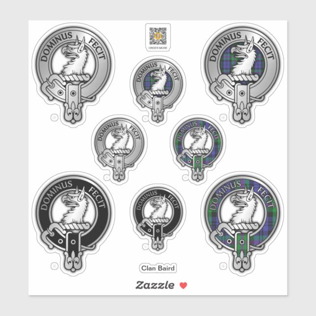 Clan Baird Escudo y Pegatina de Tartan (Hoja)