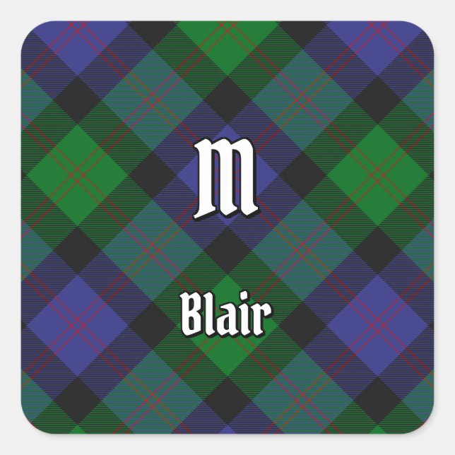 Clan Blair Tartan Square Pegatina (Anverso)