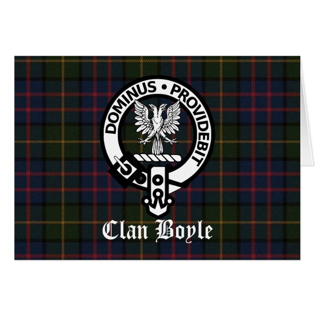Clan Boyle Escudo y Tartan Greeting Card (Anverso (Horizontal))