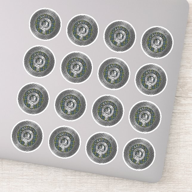 Clan Campbell Escudo y Tartan Knot Pegatina (Detalle)