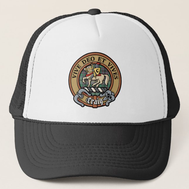 Clan Craig Escudo sobre el sombrero Tartan Trucker (Anverso)