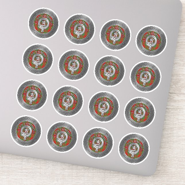 Clan Cumming Escudo y Tartan Knot Pegatina (Detalle)