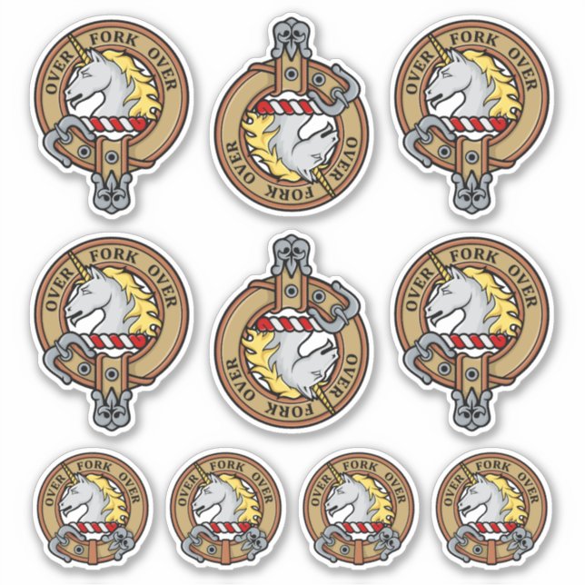 Clan Cunningham Escudo Pegatina Set (Anverso)