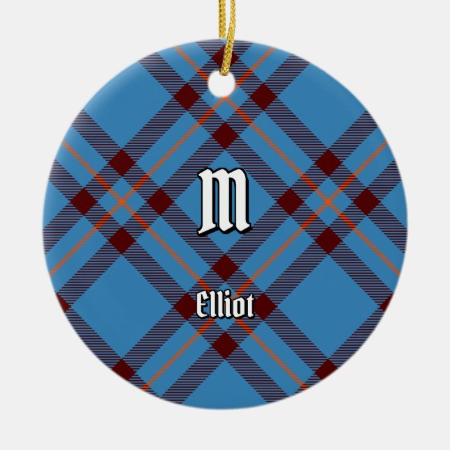 Clan Elliot Antiguo Ornamento Cerámico Tartán (Frente)
