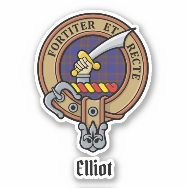 Clan Elliot Escudo sobre el Pegatina moderno de Ta (Anverso)