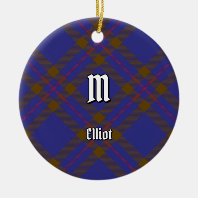 Clan Elliot Modern Tartán Ornamento cerámico (Frente)