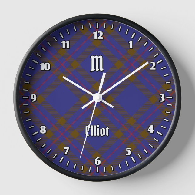 Clan Elliot Modern Tartán reloj grande (Anverso)
