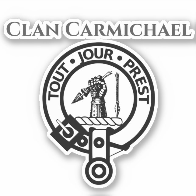 Clan escocés Carmichael Escudo Badge Pegatina (Anverso)