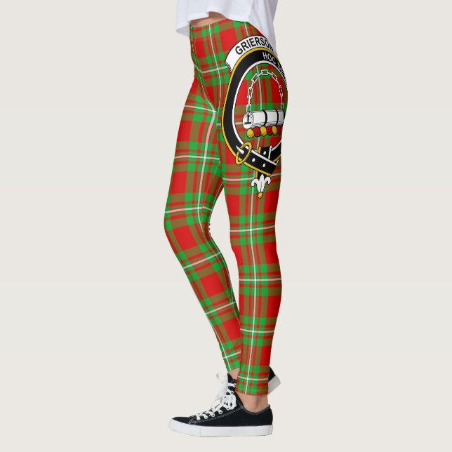 Clan escocés Grierson Escudo Tartan Women Leggings (Izquierda)
