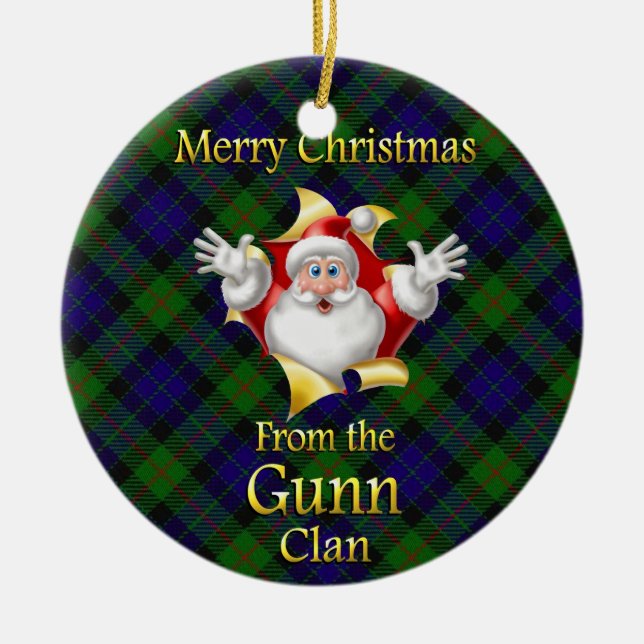 Clan escocés Gunn Ornamento de Navidad (Frente)