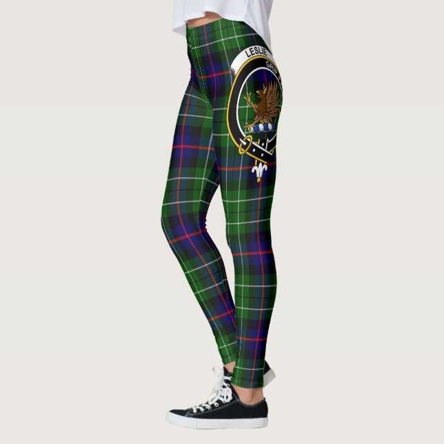 Clan Escocés Leslie Escudo Tartán Mujeres Leggings (Izquierda)