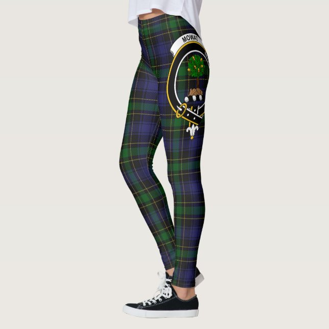 Clan escocés Mowat Escudo Tartán Mujeres Leggings (Izquierda)
