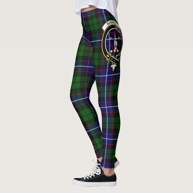 Clan escocés Russell Escudo Tartan Women Leggings (Izquierda)