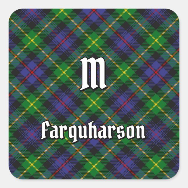 Clan Farquharson Tartan Square Pegatina (Anverso)