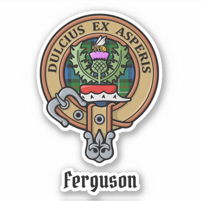 Clan Ferguson Escudo sobre el Pegatina Tartán (Anverso)