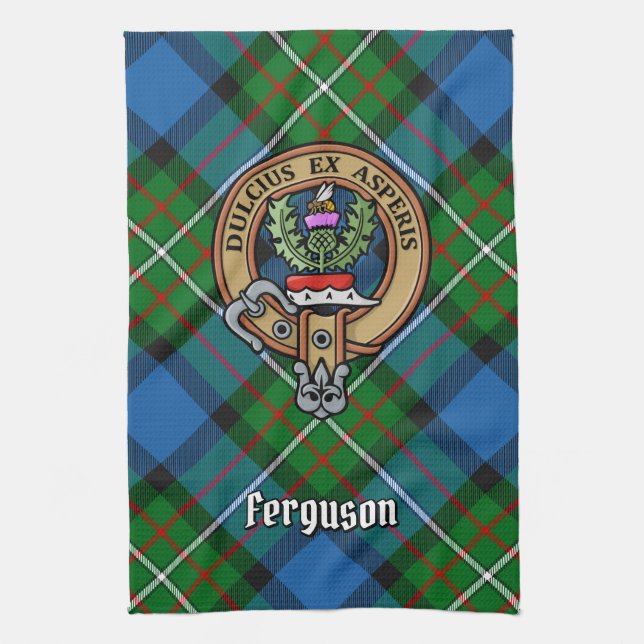 Clan Ferguson Escudo sobre toalla de cocina de Tar (Vertical)