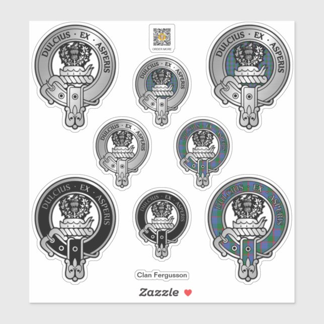 Clan Fergusson Escudo y Pegatina Tartán (Hoja)