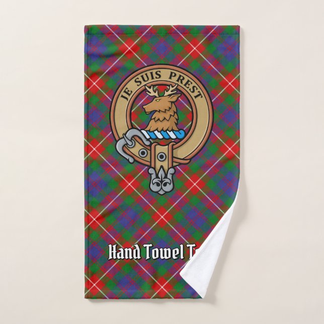 Clan Fraser de Lovat Escudo sobre Tartán (Toalla de mano)