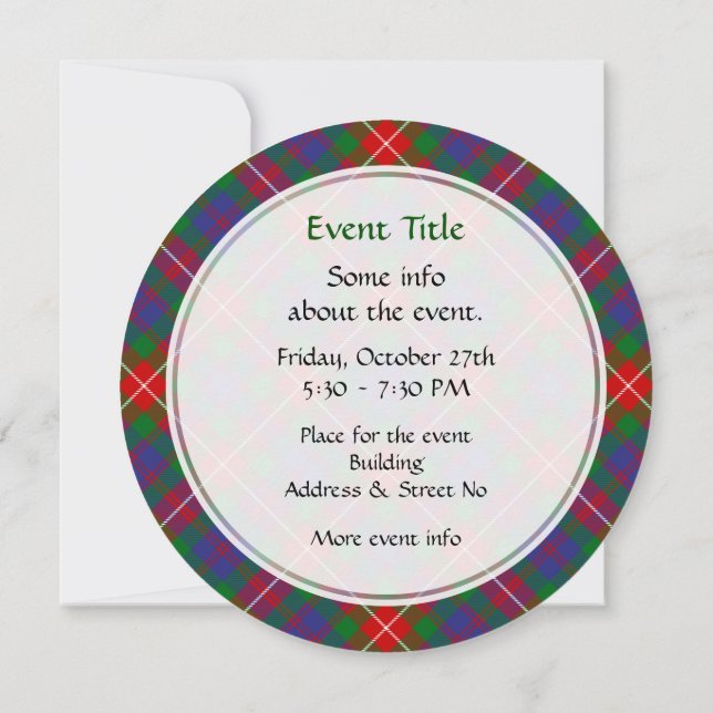 Clan Fraser de Lovat Tartan Invitación (Reverso)