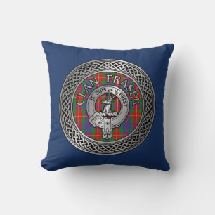 Clan Fraser Escudo y Tartan Knot Cojín decorativo