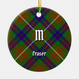 Clan Fraser Hunting Tartán Ornamento cerámico
