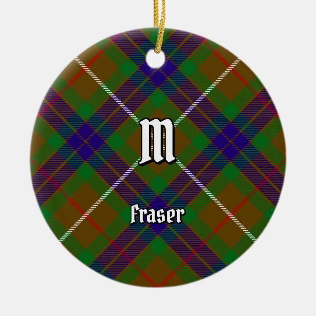 Clan Fraser Hunting Tartán Ornamento cerámico (Frente)
