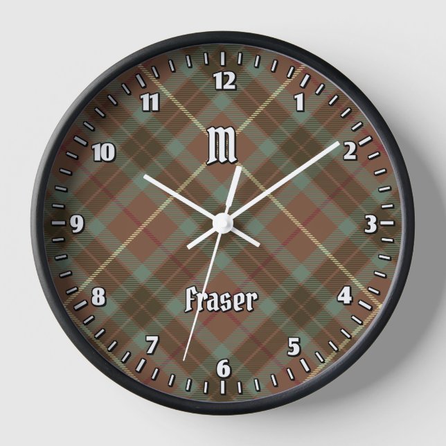 Clan Fraser Hunting Weathered Tartán Gran Reloj (Anverso)