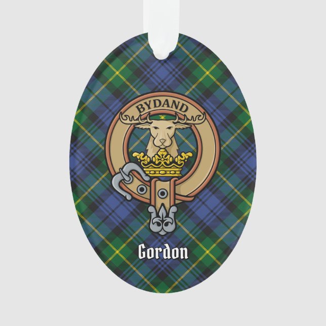 Clan Gordon Escudo sobre el ornamento de Tartán (Anverso)