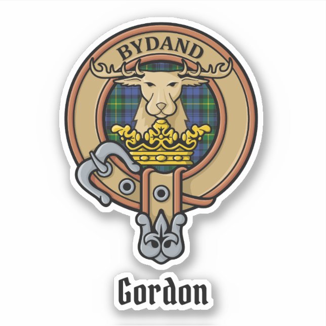 Clan Gordon Escudo sobre el Pegatina de Tartán (Anverso)