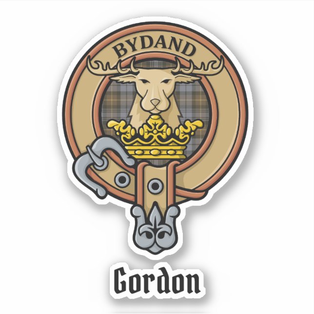 Clan Gordon Escudo sobre Pegatina de Tartán Weathe (Anverso)