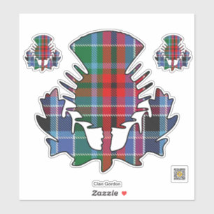 Clan Gordon Red Tartan Thistle Pegatina